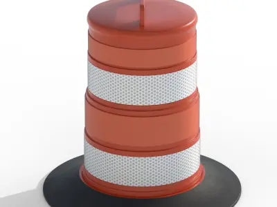Traffic Barrel Low-poly 3D model