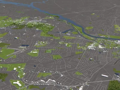 Augusta Maine USA 50x50km 3D City Map 3D model