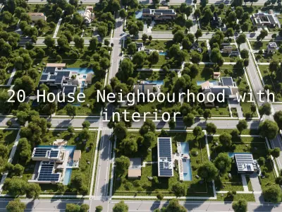 20 Modern house neighborhood with interior For Blender 3D model