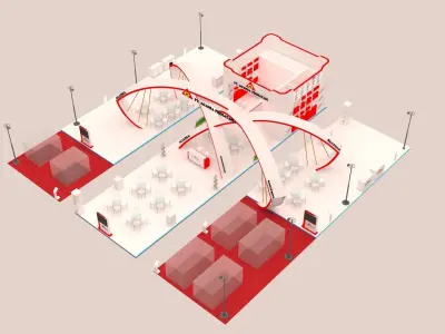 Booth Exhibition Design size 21 x 6 m open side Low-poly 3D model