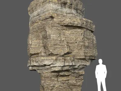 Low poly Brown Layerd Rock Low-poly 3D model