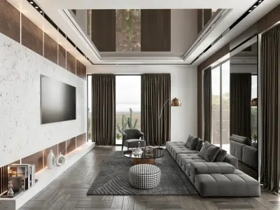 LIVING AND KITCHEN MODERN FILE SKETCHUP 3D model