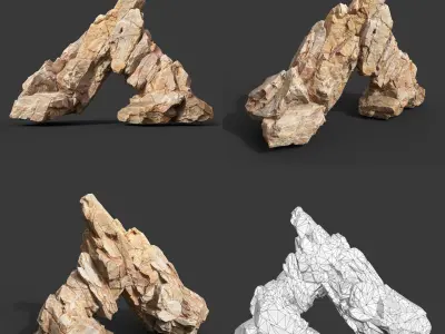 Low Poly Yellow Rock Formation 221219 - Ultra HD 16K Texture Low-poly 3D model