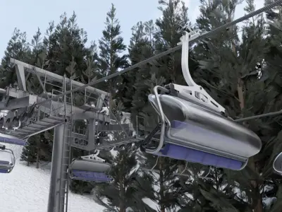 ski lifts Low-poly 3D model