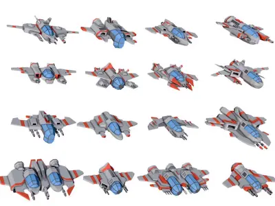 Sci-fi Spaceships constructor low poly pack Low-poly 3D model