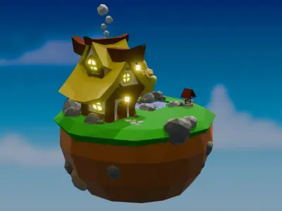 Low Poly Small House Landscapes Free 3D model
