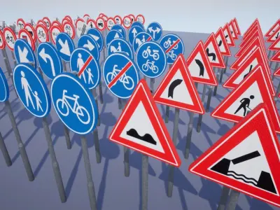 Traffic signs  Dutch Low-poly 3D model