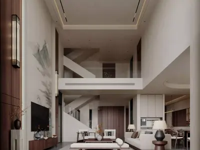 Villa interior scene 3D model