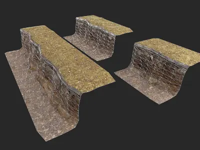 Modular Low Poly PBR Grassy Cliff Low-poly 3D model