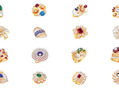 50 Fancy Diamond Ring 3dm STL OBJ FBX Details Collection  3D Model Pack