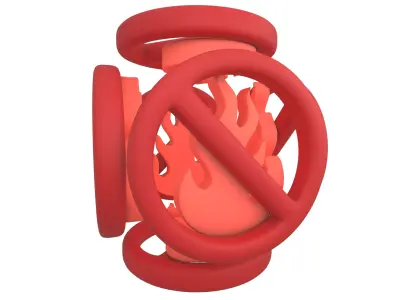 No Fire Icon V2 001 Low-poly 3D model