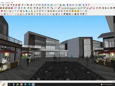 Modern Shopping mall with landscape 3d model 3D model