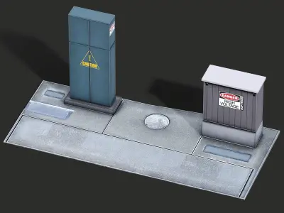 Street Fuse Boxes - Lowpoly Mobile Ready Low-poly 3D model