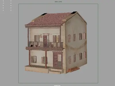 Indian Village House - Medieval Indian - 2 Floors - Balcony 3D model