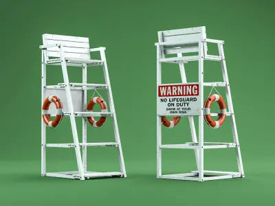 Vintage Lifeguard Beach Chair 3D model