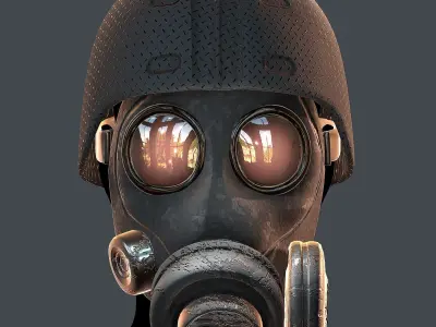 Gas mask helmet 3d model scifi Low-poly  Low-poly 3D model 180