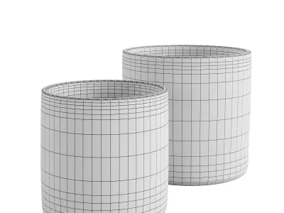 Set of 2 Handmade Dotted Ceramic Pots 3D model