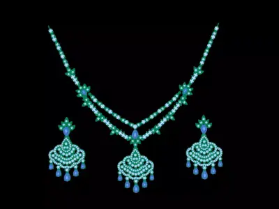 Luxury Double Line Diamond Necklace 3D print model