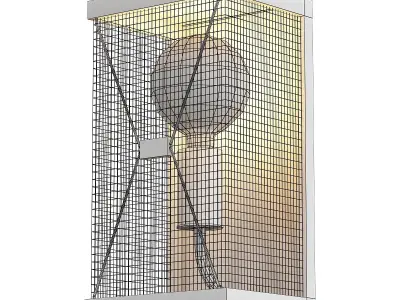 favourite caged wall light with bulb inside 3D model