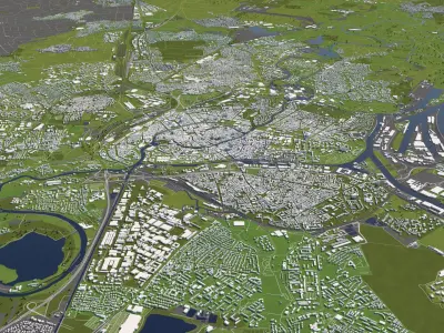 Strasbourg France 50x50km 3D City Map 3D model