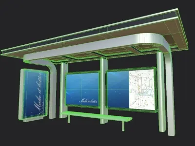 Bus Shelter 01 Low-poly 3D model