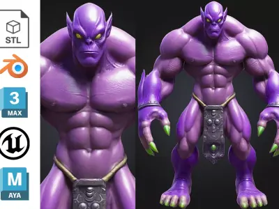 Stylized Alien Brute Monster Low-poly 3D model