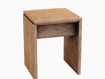 Wooden Stool A 03 Low-poly 3D model