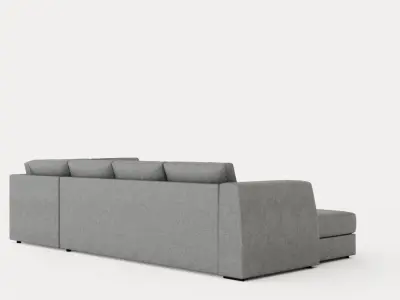 Optus U Sofa With Divan Left Light Gray Low-poly 3D model