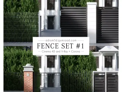 Fence set for Cinema 4D V-Ray and Corona 3D model