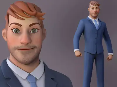 Andy Cartoon Guy Rig Low-poly 3D model