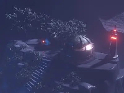 3d Low Poly Dark Concept Art Scene Low-poly 3D model