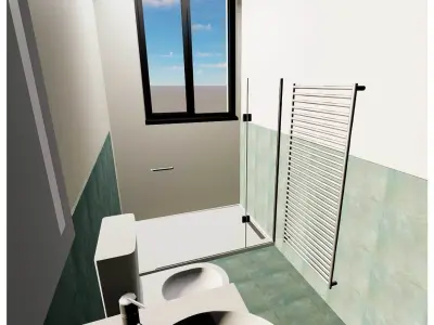 Bathroom Wall Towel Radiator Rail 3D model