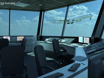  Air Force Base Control Tower and Airplane 