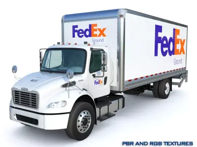 2020 Freightliner M2 106 Box truck Fedex Low-poly 3D model