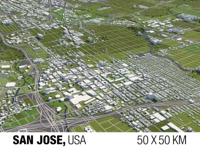 San Jose 50x50km 3D City Map 3D model