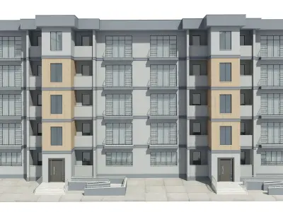 Apartment Building With Interior 3D model