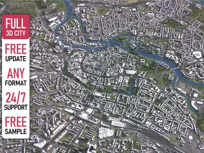 Wroclaw - 3D City Model Low-poly 3D model