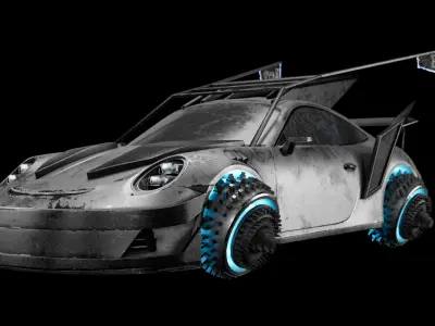 Porsche 911 GT3 Futuristic  game car 3D model