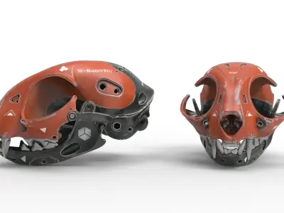 Cyborg Cat Skull 3D model