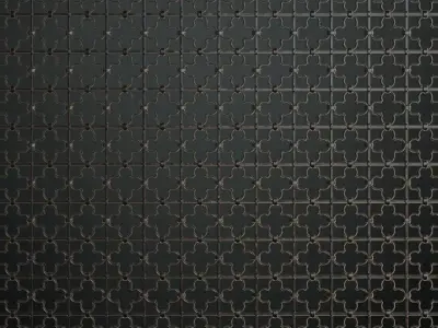 Decorative Quatrefoil Wrought Iron Guard PBR Seamless Texture