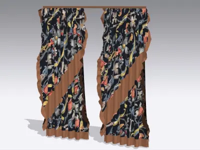 Curtain Low-poly 3D model 43