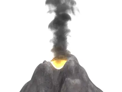 -Volcano Stylized  - Active with smoke simulation for Blender- 3D model
