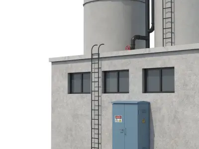 Industrial Silo Building Low-poly 3D model