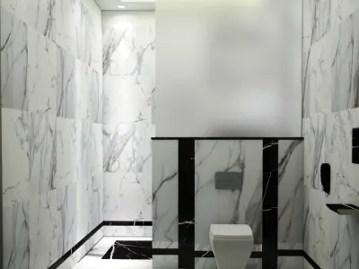 WASHROOM 1 bathroom with marble floors and walls 3D model