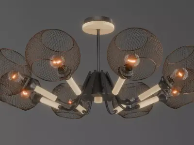 Modern Loft Mesh 8-Arm Chandelier 3D model