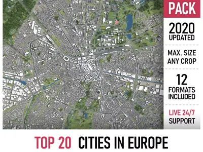 TOP 20 Cities in Europe 3D Model Pack