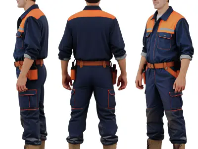 Worker man 01 - not rigged Low-poly 3D model