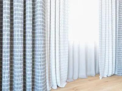 Curtains 41 Curtains with Tulle 3D model