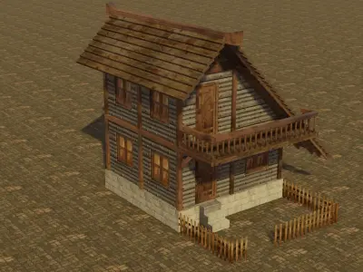 Medieval house 9 Low-poly 3D model