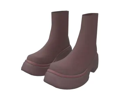 Short Boots v1 003 Low-poly 3D model